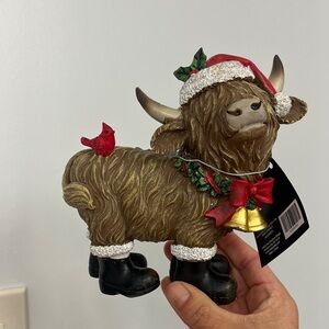 Highland Cow Holiday Figurine